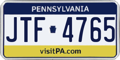 PA license plate JTF4765
