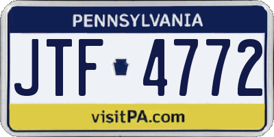 PA license plate JTF4772