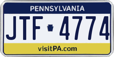 PA license plate JTF4774