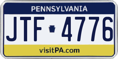 PA license plate JTF4776