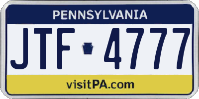 PA license plate JTF4777