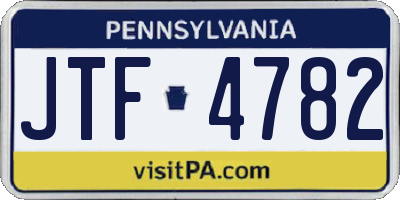 PA license plate JTF4782