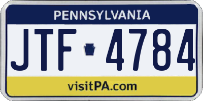 PA license plate JTF4784