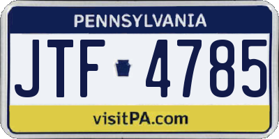 PA license plate JTF4785