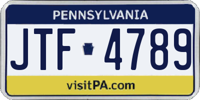 PA license plate JTF4789
