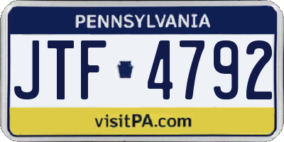 PA license plate JTF4792