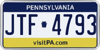 PA license plate JTF4793