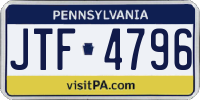 PA license plate JTF4796