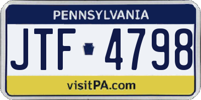 PA license plate JTF4798