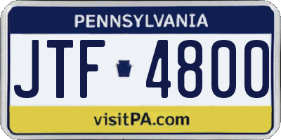 PA license plate JTF4800