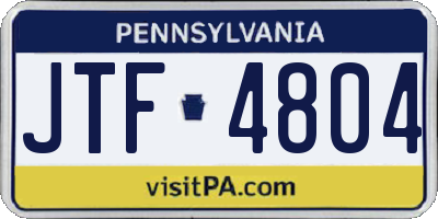 PA license plate JTF4804