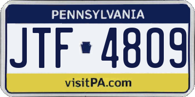 PA license plate JTF4809