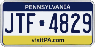 PA license plate JTF4829