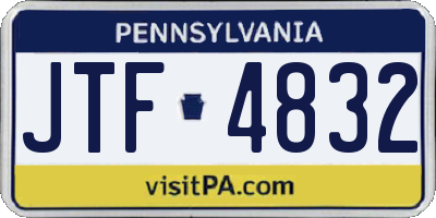PA license plate JTF4832