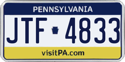 PA license plate JTF4833