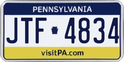 PA license plate JTF4834