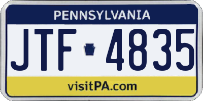 PA license plate JTF4835