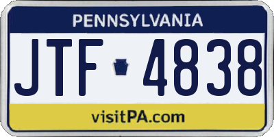 PA license plate JTF4838