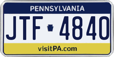 PA license plate JTF4840