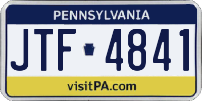 PA license plate JTF4841