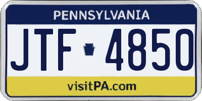 PA license plate JTF4850