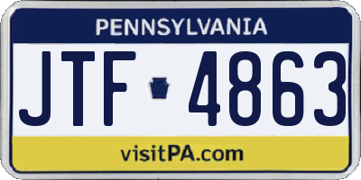 PA license plate JTF4863
