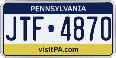 PA license plate JTF4870