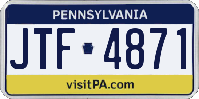 PA license plate JTF4871