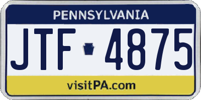 PA license plate JTF4875