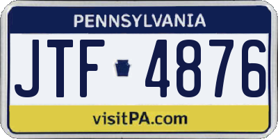 PA license plate JTF4876