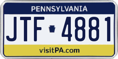 PA license plate JTF4881