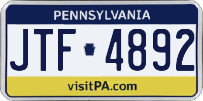 PA license plate JTF4892