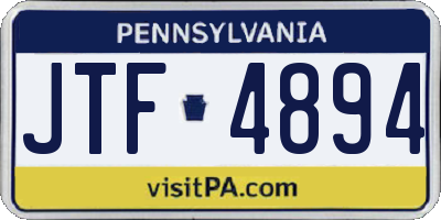 PA license plate JTF4894