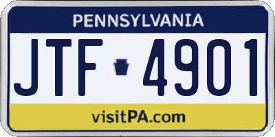 PA license plate JTF4901