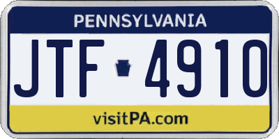 PA license plate JTF4910