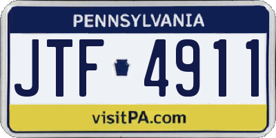 PA license plate JTF4911