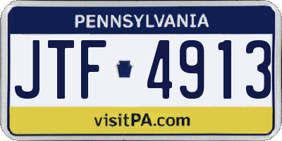 PA license plate JTF4913