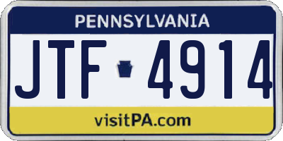 PA license plate JTF4914