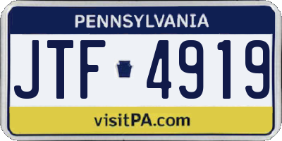 PA license plate JTF4919