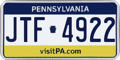 PA license plate JTF4922
