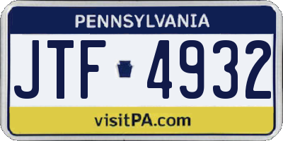 PA license plate JTF4932