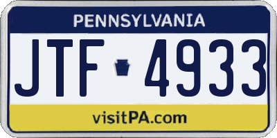 PA license plate JTF4933