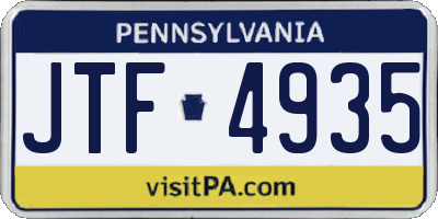 PA license plate JTF4935
