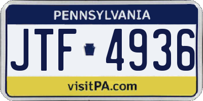 PA license plate JTF4936