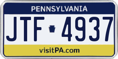 PA license plate JTF4937