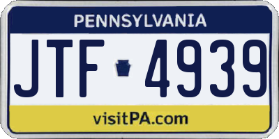PA license plate JTF4939