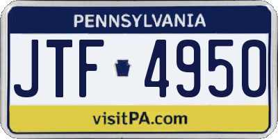 PA license plate JTF4950