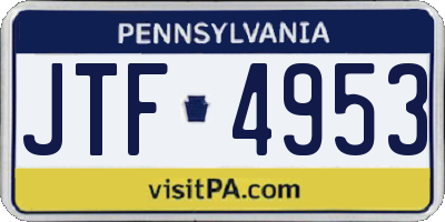 PA license plate JTF4953