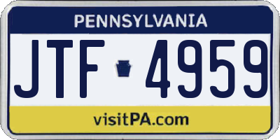 PA license plate JTF4959