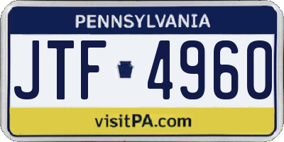 PA license plate JTF4960